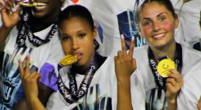 Midge and Sarah after winning CONCACAF W Champions Cup