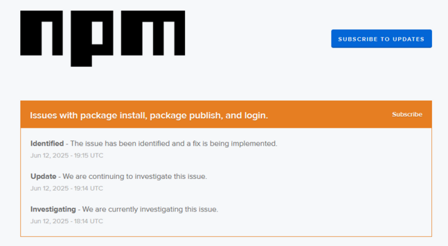 npm status: down
