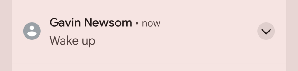 Email from Gavin newsom with subtext wake up