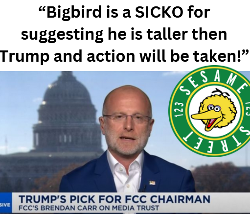 Brandan Carr saying: “Bigbird is a SICKO for suggesting he is taller then Trump and action will be taken!”