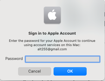 Sign in to Apple Account login modal