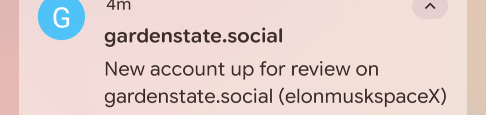 gardenstate.social
New account up for review on
gardenstate.social (elonmuskspaceX)
