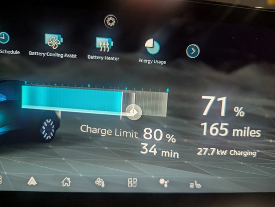 71% charged at 27.7 kw