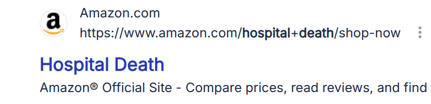 Amazon search for "hospital death"