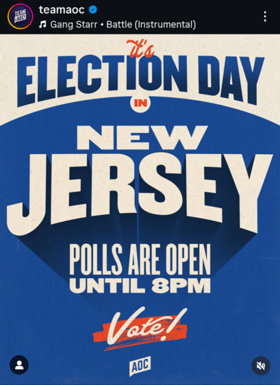 Election day for new Jersey. Polls open until 8pm
